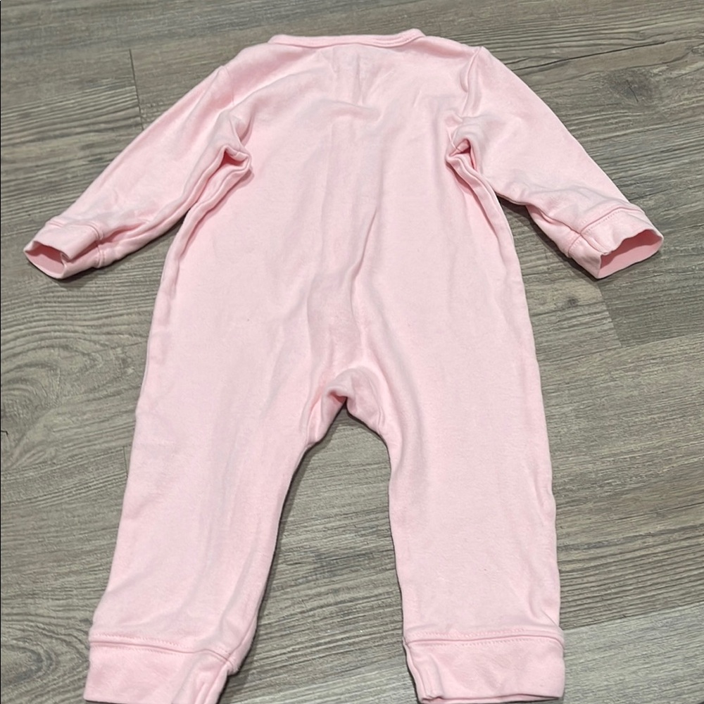 Little Me Pink One Piece Footie with Long Sleeves and Polka Dots - Picture 3 of 3